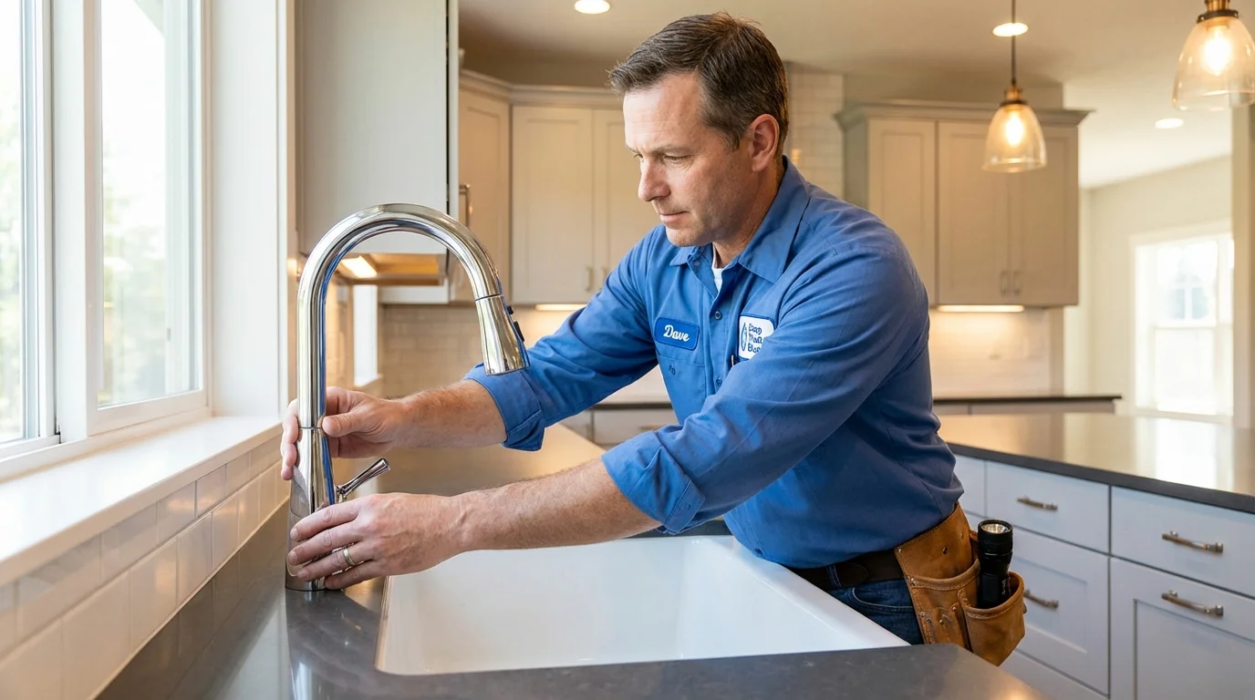 Kitchen faucet installation by Johns Plumbing LLC in Hilbert